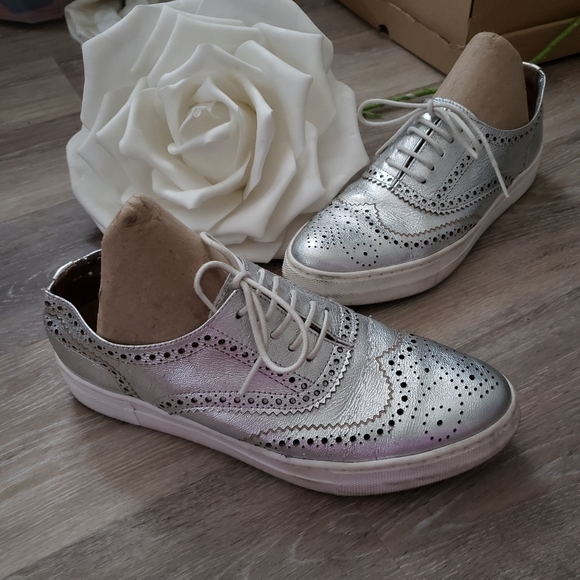 Oxford Platform Sneakers Leather Cutout 8/38 - Picture 3 of 7